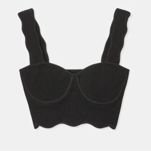 NEW GALVAN LONDON Delia Scalloped Knit Top Crop Black Size XS $495 Milkmaid - Picture 3 of 10